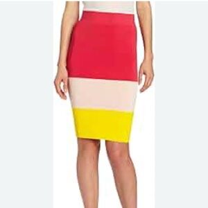 Ted Baker Alcina stretchy bodycon pencil skirt. Pink, yellow, cream 2 U.S. Small
